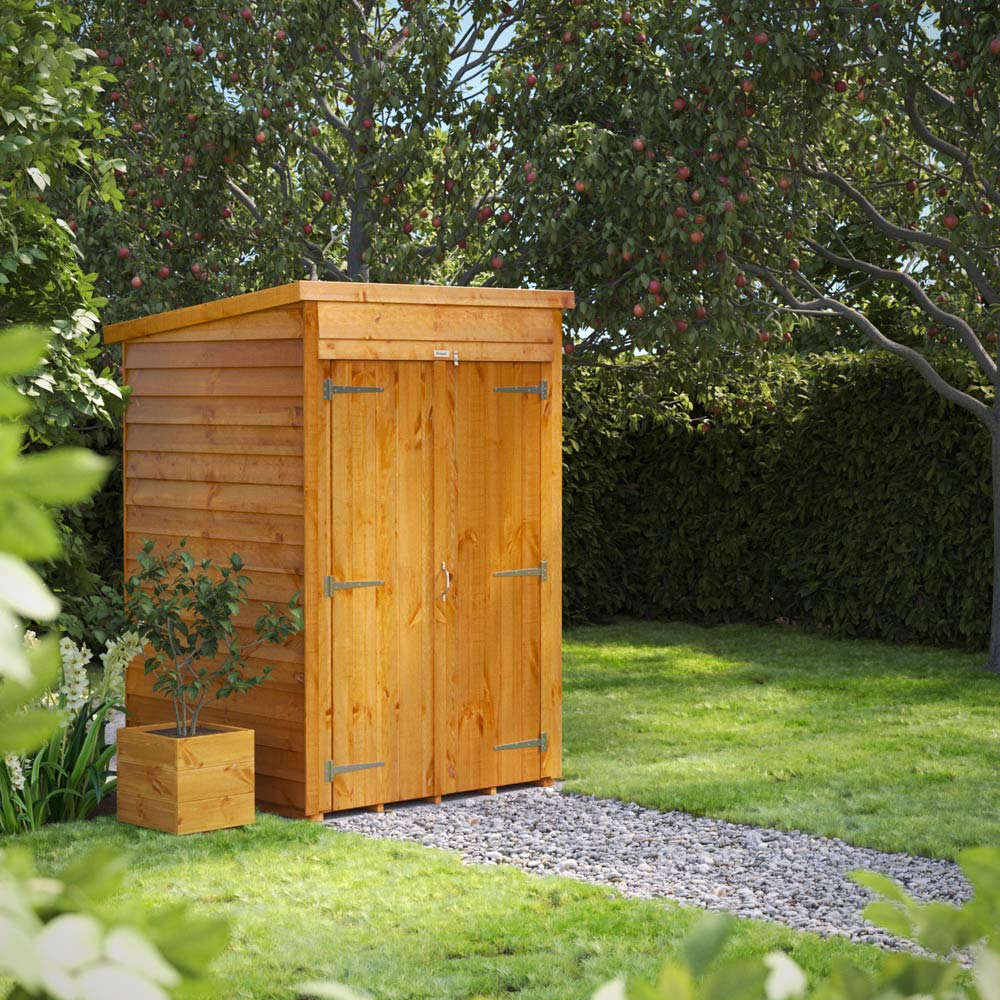 Power 4 x 4ft Double Door Overlap Pent Garden Shed Image 2
