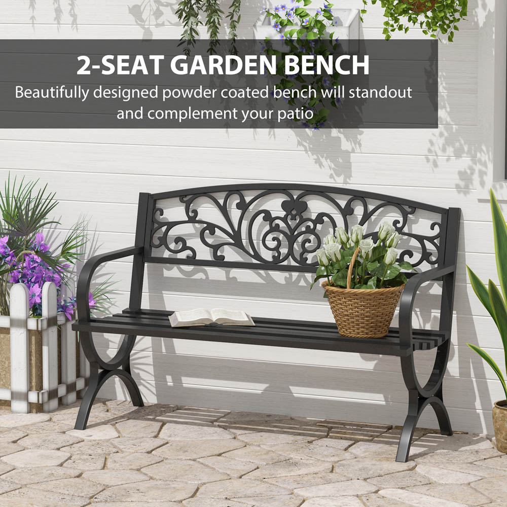 Outsunny 2 Seater Garden Bench Patio Vintage Loveseat Outdoor Decorative Seat Image 3