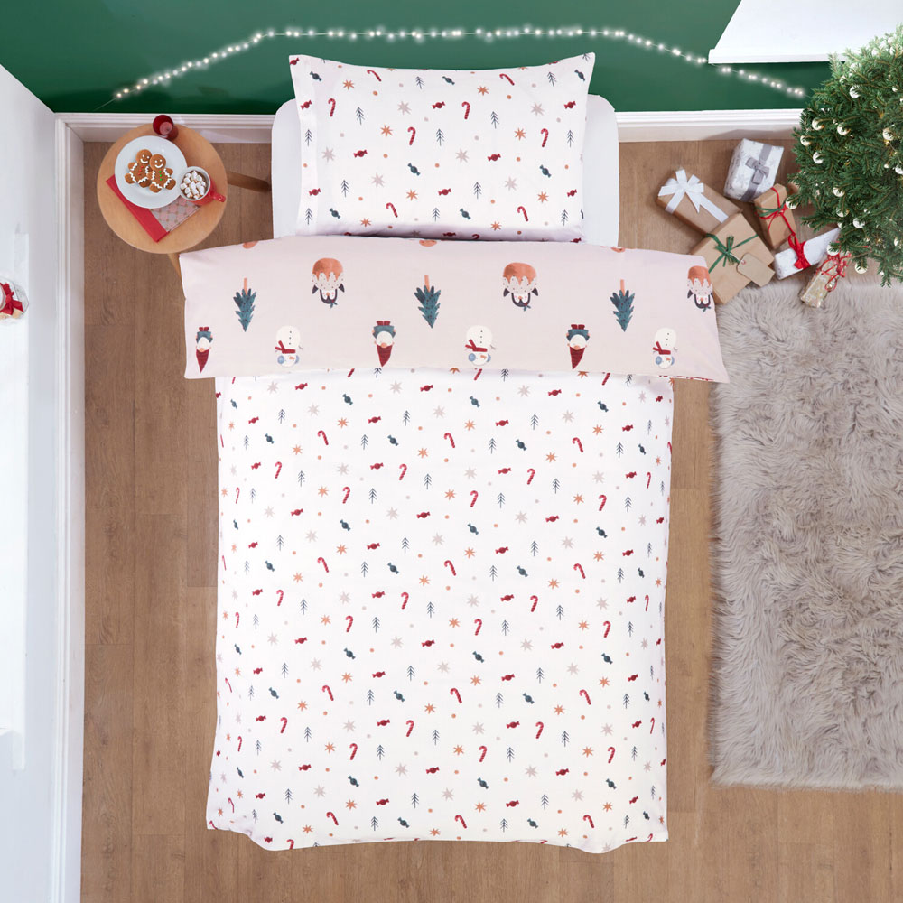 Christmas Characters Duvet Set - Pink and White Image 2