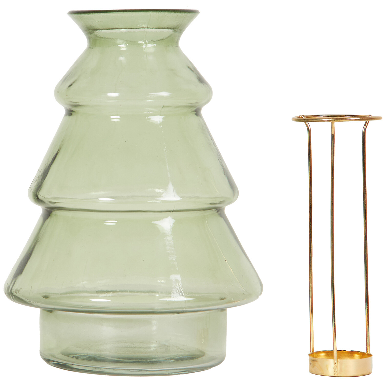 Christmas Tree Glass Tealight Holder and Vase - Green Image 3