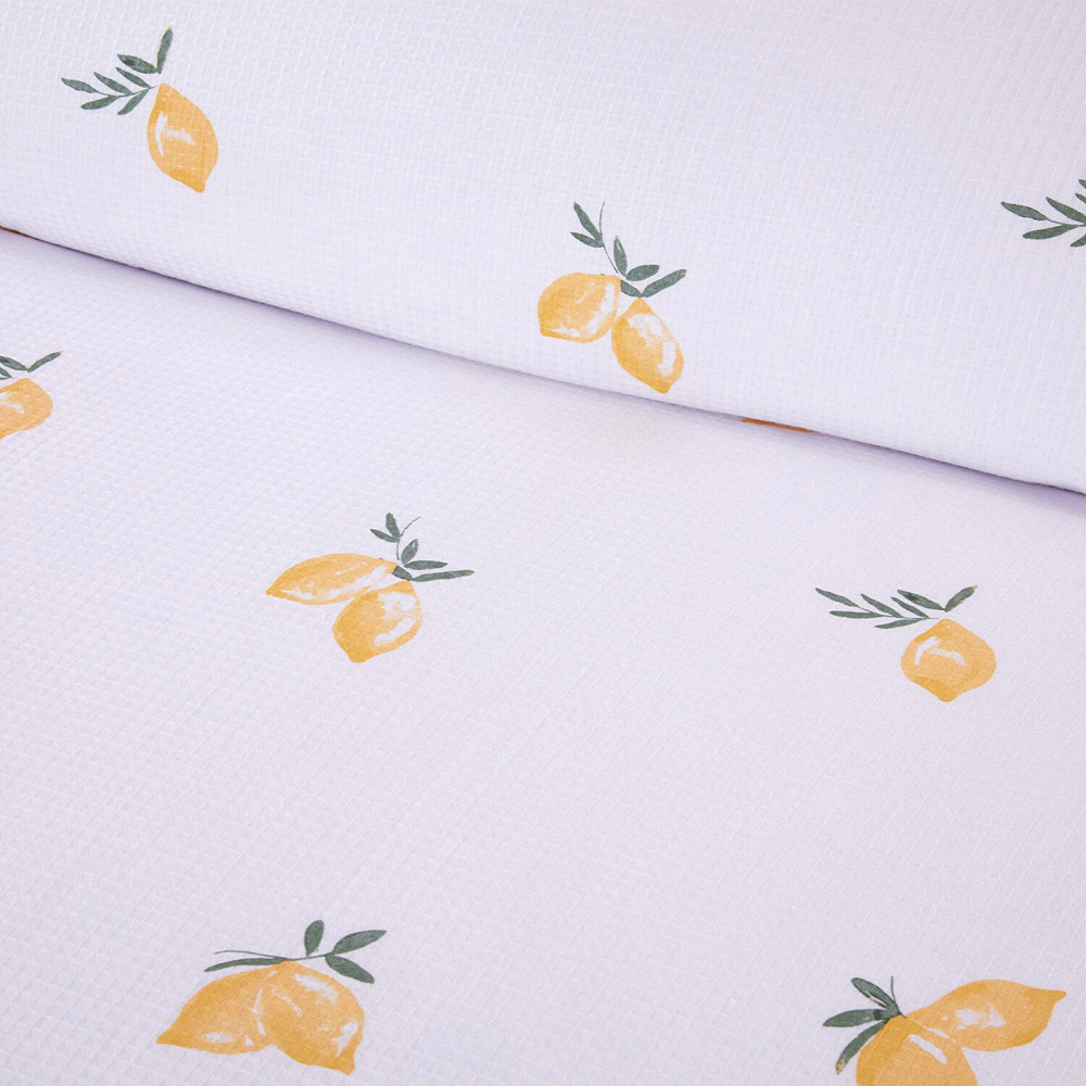 Positano Waffle Duvet Set - White and Yellow / Double Image 2