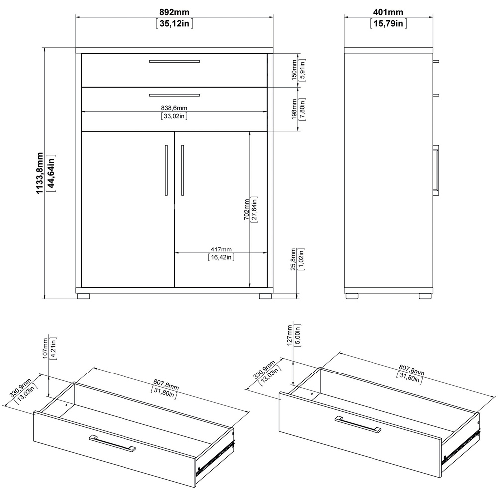 Florence 2 Door 2 Drawer White Bookcase Image 9