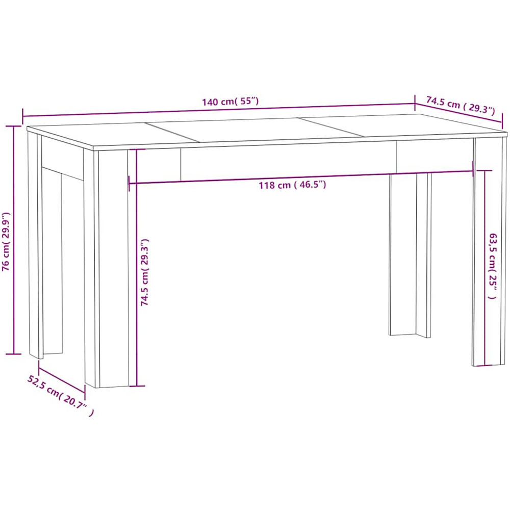 Walplus 6 Seater Dining Table Grey Sonoma Image 7