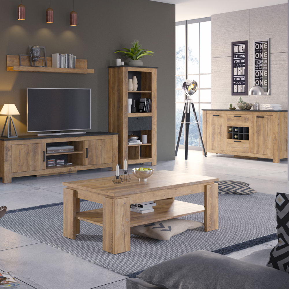 Furniture To Go Rapallo Chestnut and Matera Grey Single Drawer 5 Shelf Bookcase Image 4