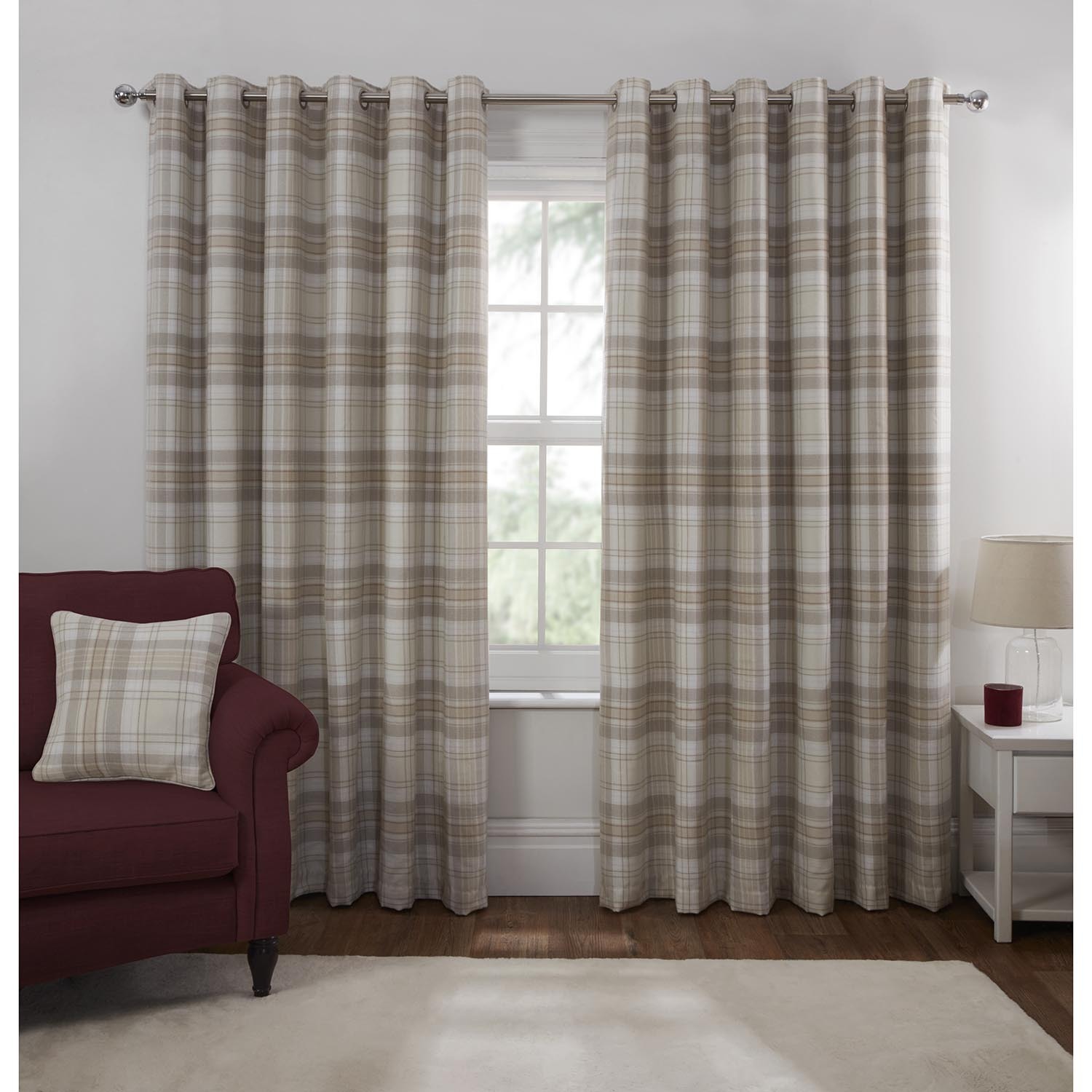 Divante Hatfield Natural Check Blackout Curtains 229cm Image 4