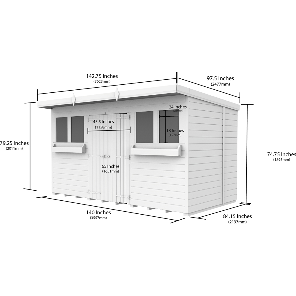 DIY Sheds 12 x 7ft Tongue and Groove Timber Pent Summer Garden Shed Image 8