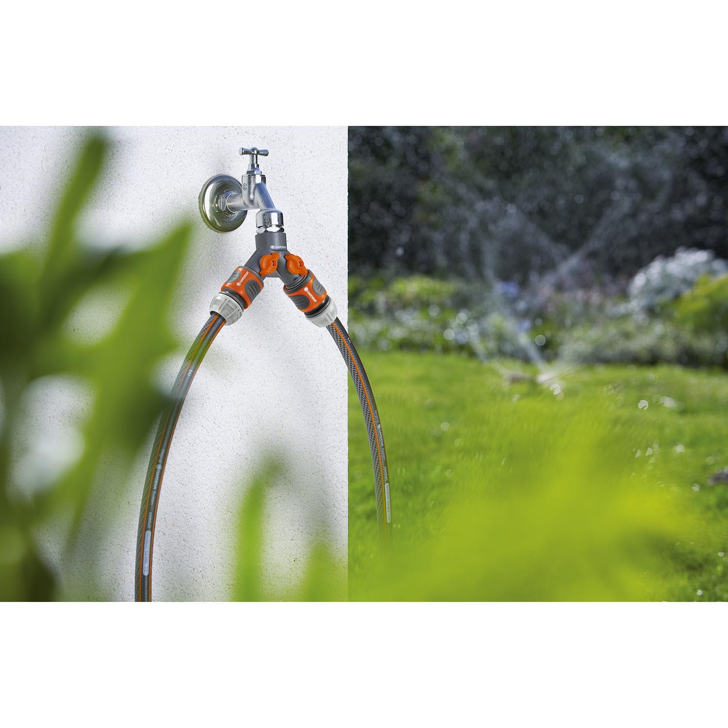 Gardena Grey Twin Garden Tap Connector Image 3