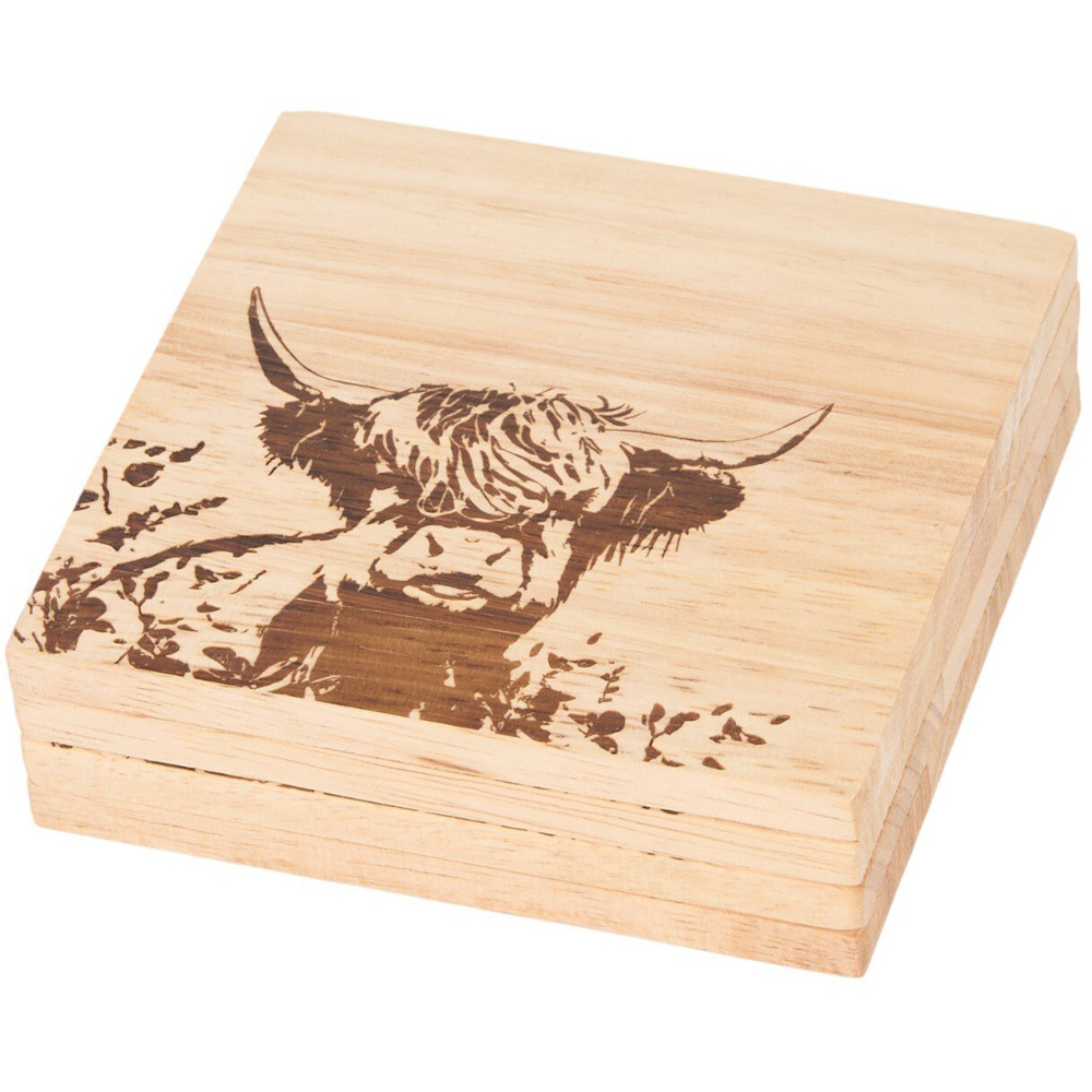 Pack of 4 The Highland Cow Coasters - Natural Image 3