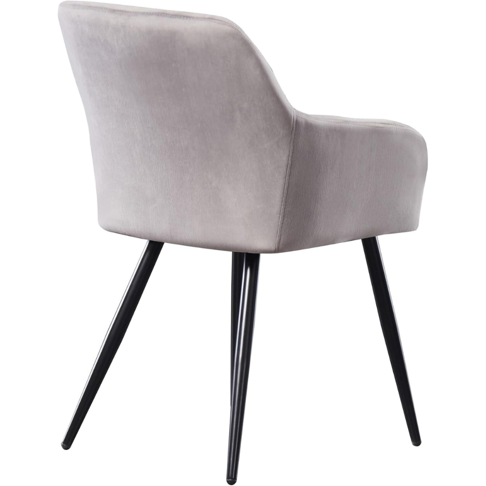 Life Interiors Camden Light Grey Velvet Upholstered Dining Chair Set of 6 Image 2