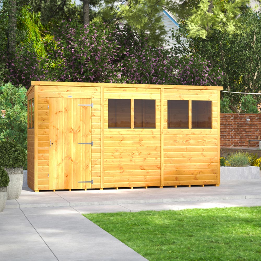 Power Sheds 12 x 4ft Pent Wooden Shed Image 2