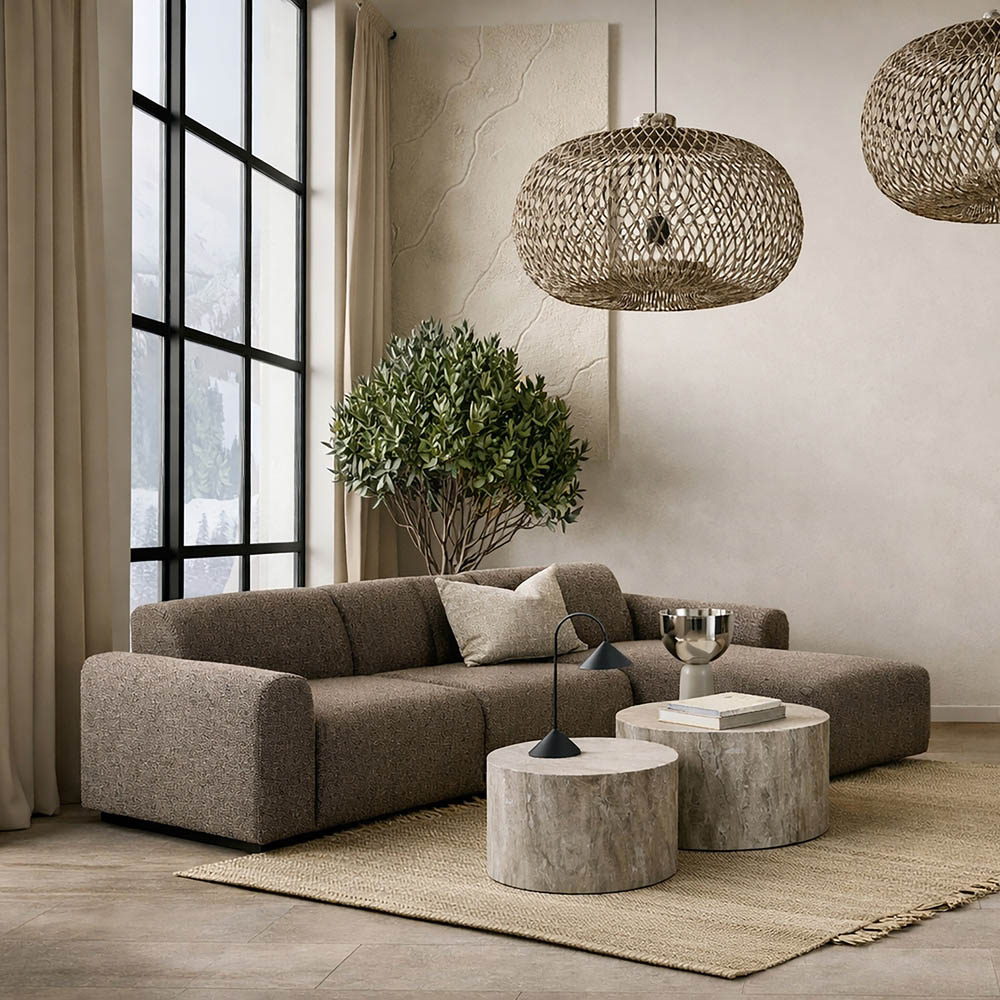 Furniture To Go Midfield Taupe Boucle Fabric Right Hand 2 Seater Chaise Longue Image 6