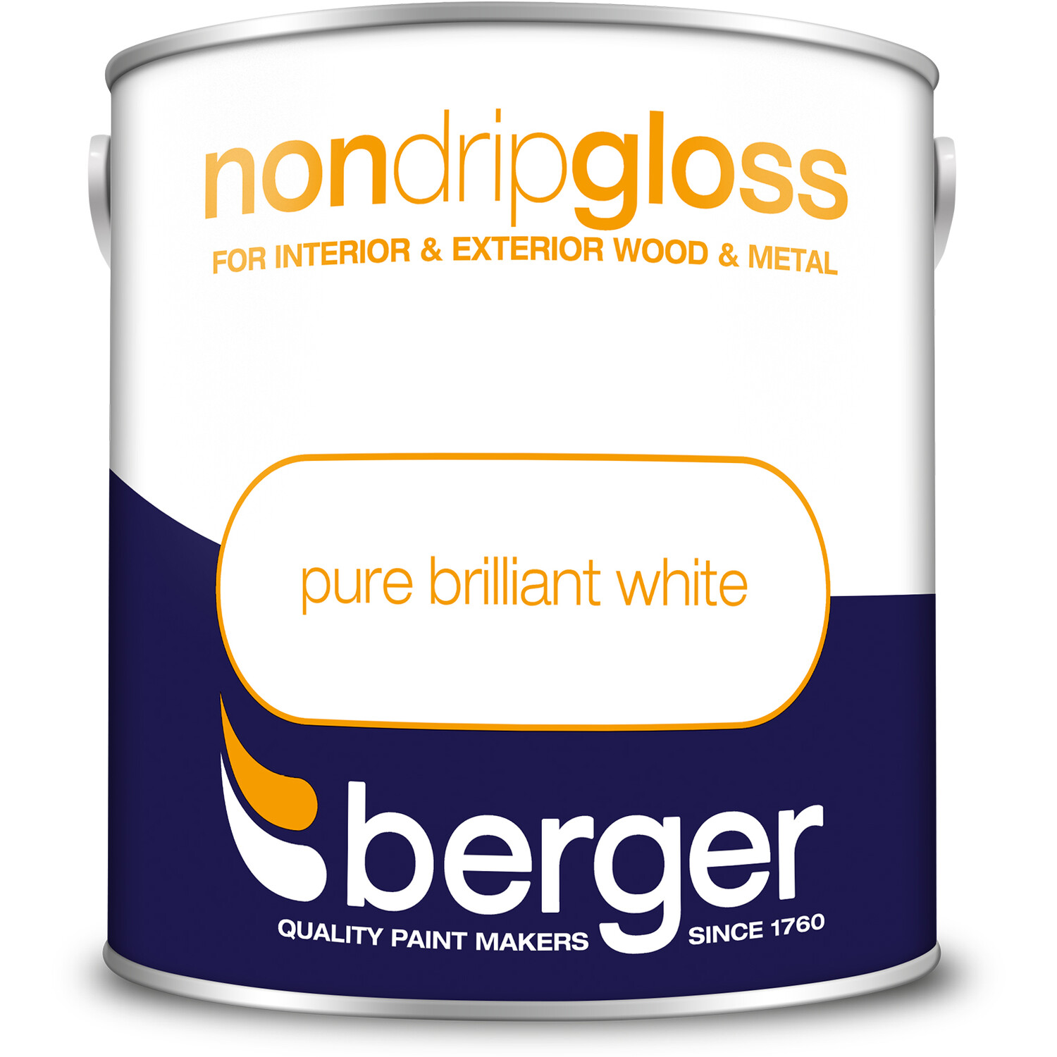 Berger Non Drip Gloss Pure Brilliant White Paint 2.5L Image 2