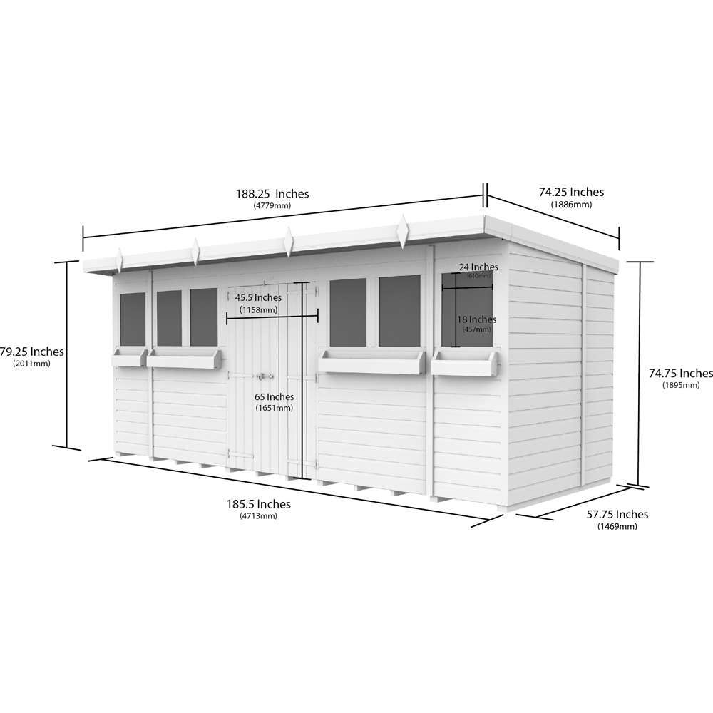 DIY Sheds 16 x 5ft Tongue and Groove Timber Pent Summer Garden Shed Image 8