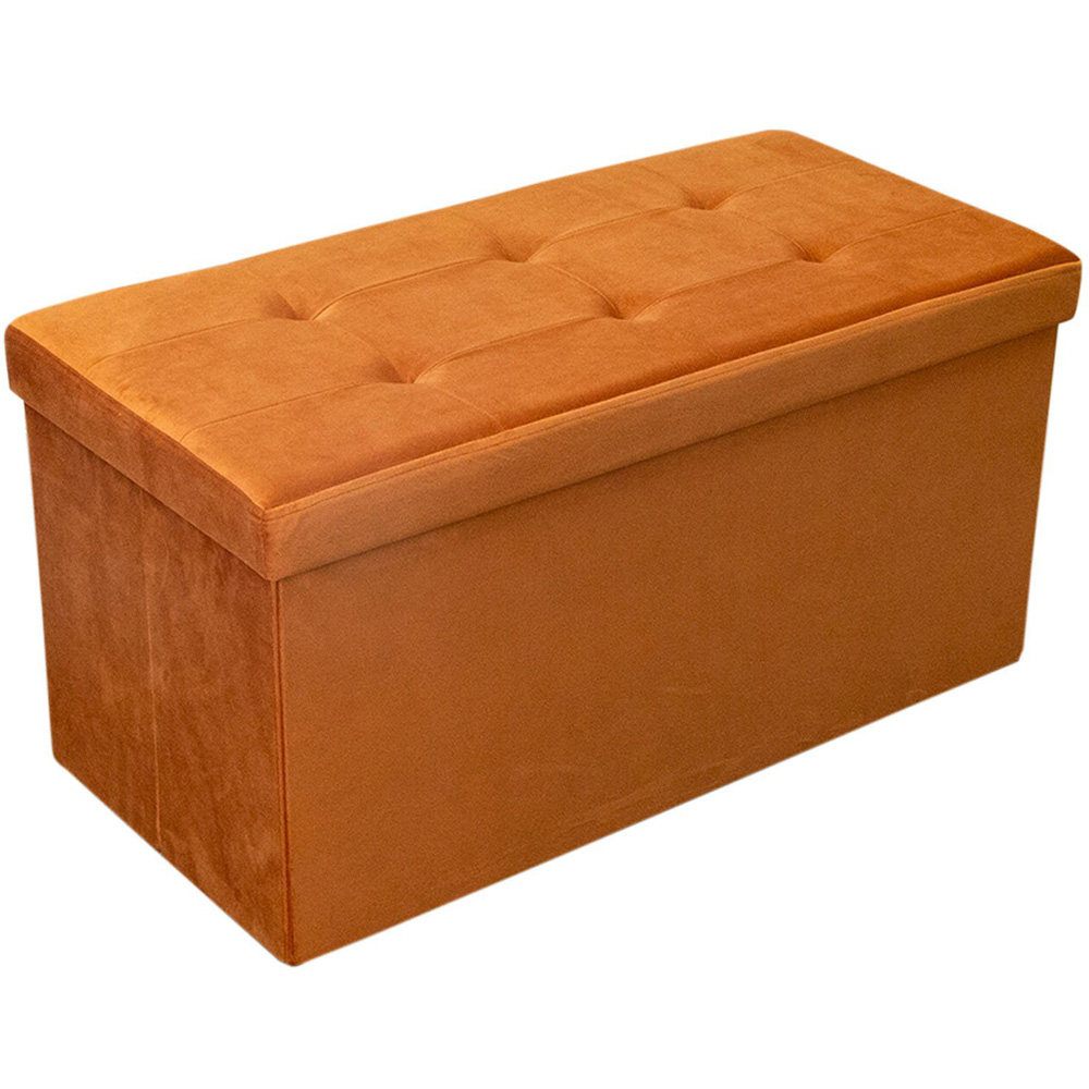 Seville Orange Brushed Velvet Storage Trunk Image 2