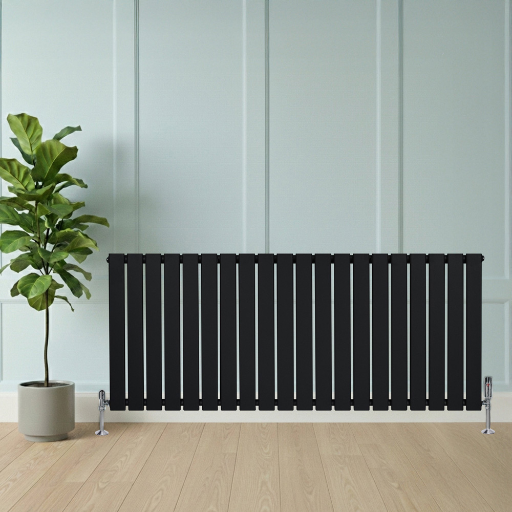 MonsterShop Flat Black Single Column Radiator and Valves 600 x 1400mm Image 2