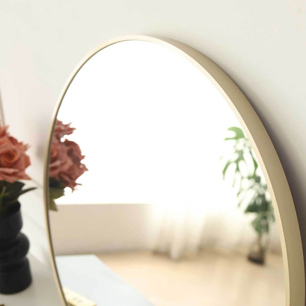Evelyn Gold Round Metal Wall Mirror 60cm Image 3