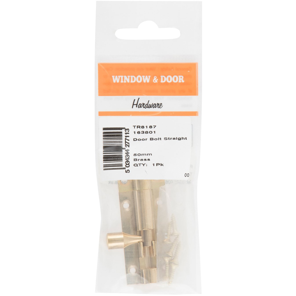 Hiatt 5cm Brass Straight Door Bolt Image 2