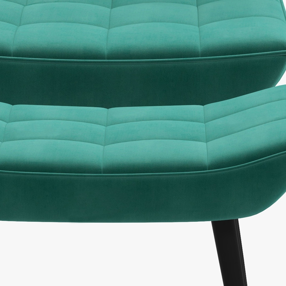 HOMCOM Armless Accent Chair with Footstool Set with Pillow and Steel Legs Green Image 2