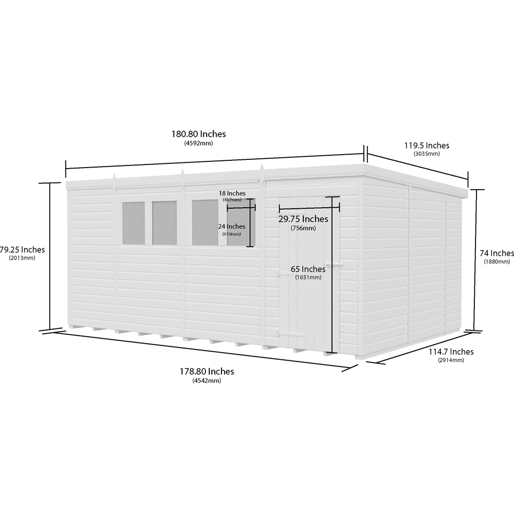 DIY Sheds Pent Garden Shed 15 x 10ft Image 4