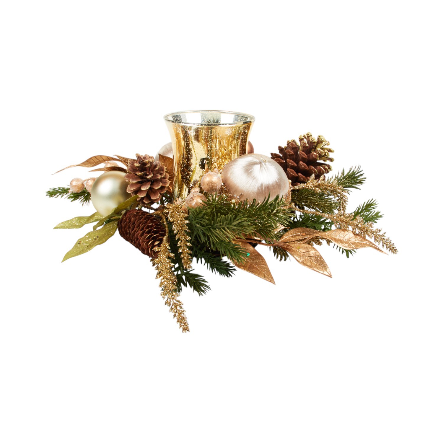 Pinecone and Bauble Candle Ring Gold Image 3