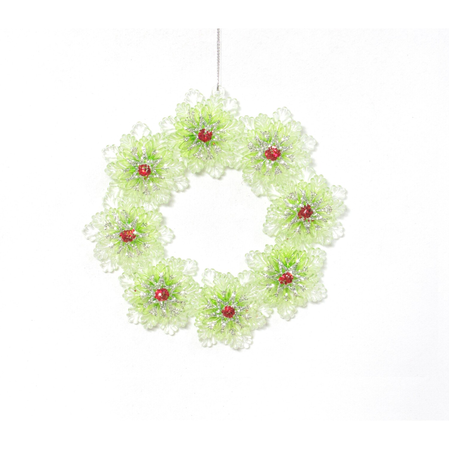 Glitter Wreath Hanging Decoration Green, Red and White Image 2