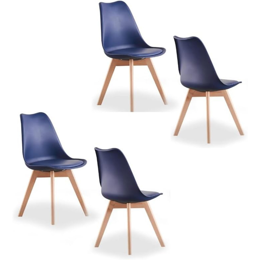 Life Interiors Lorenzo Royal Blue Faux Leather Plastic Dining Chairs Set of 4 Image 5