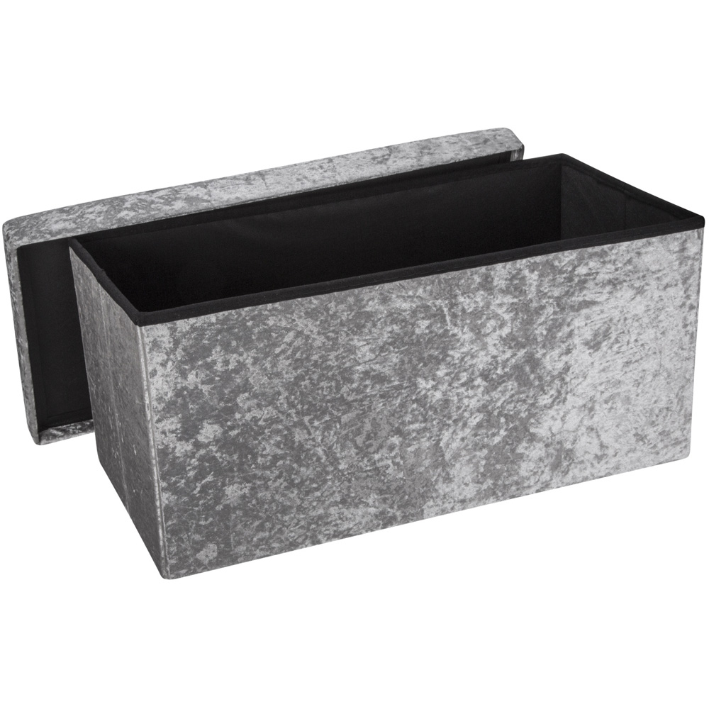 Seville Silver Crushed Velvet Storage Trunk Image 4