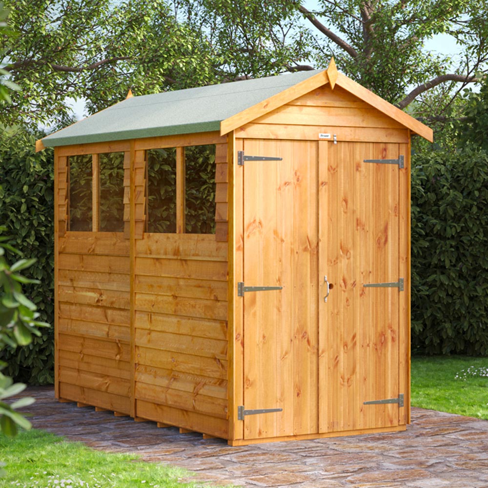 Power Sheds 8 x 4ft Double Door Overlap Apex Wooden Shed with Window Image 2