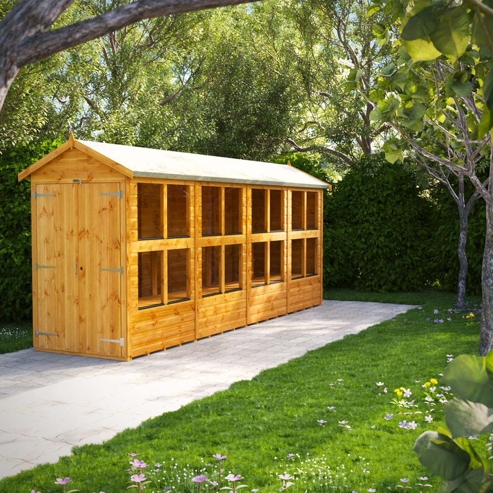 Power Sheds 16 x 4ft Double Door Apex Potting Shed Image 2