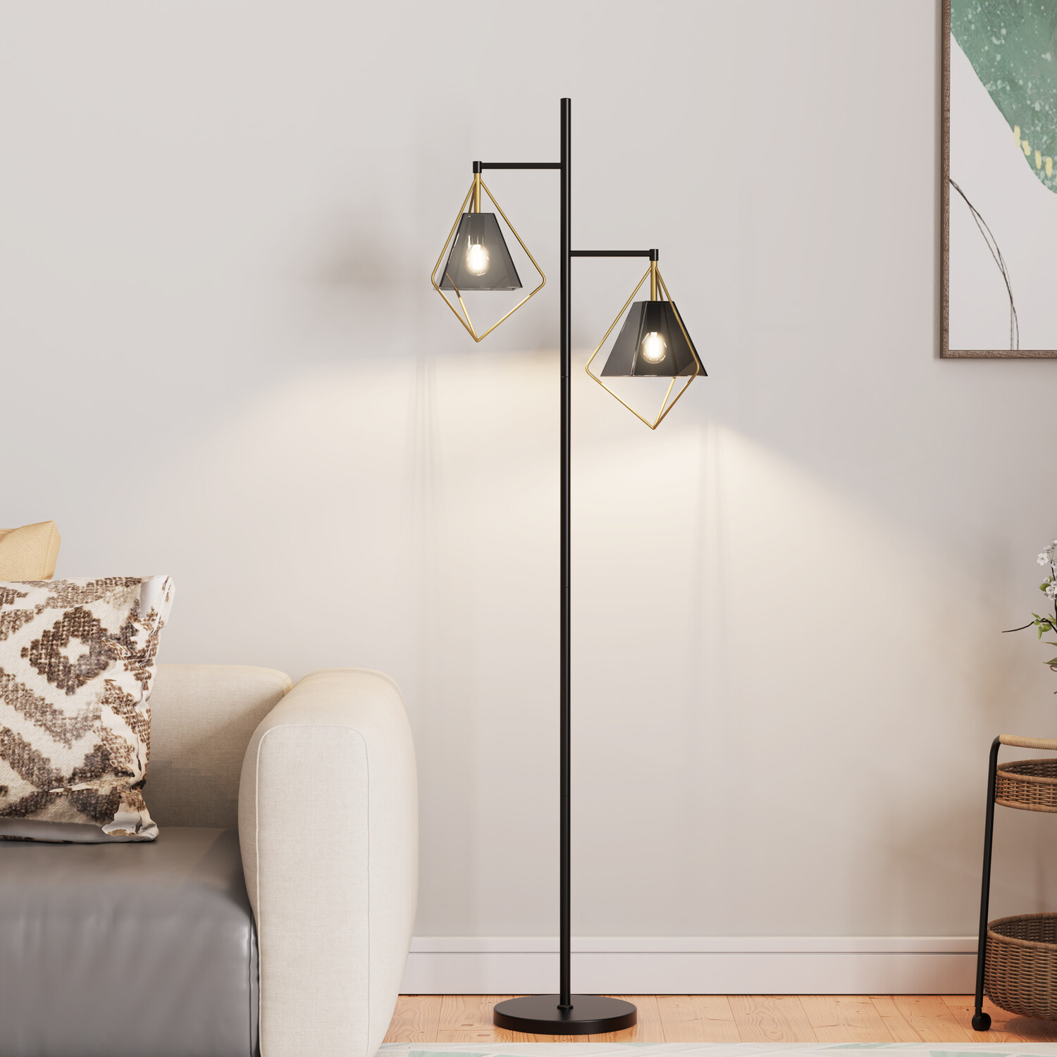 Parker Floor Lamp - Black and Gold Image 3