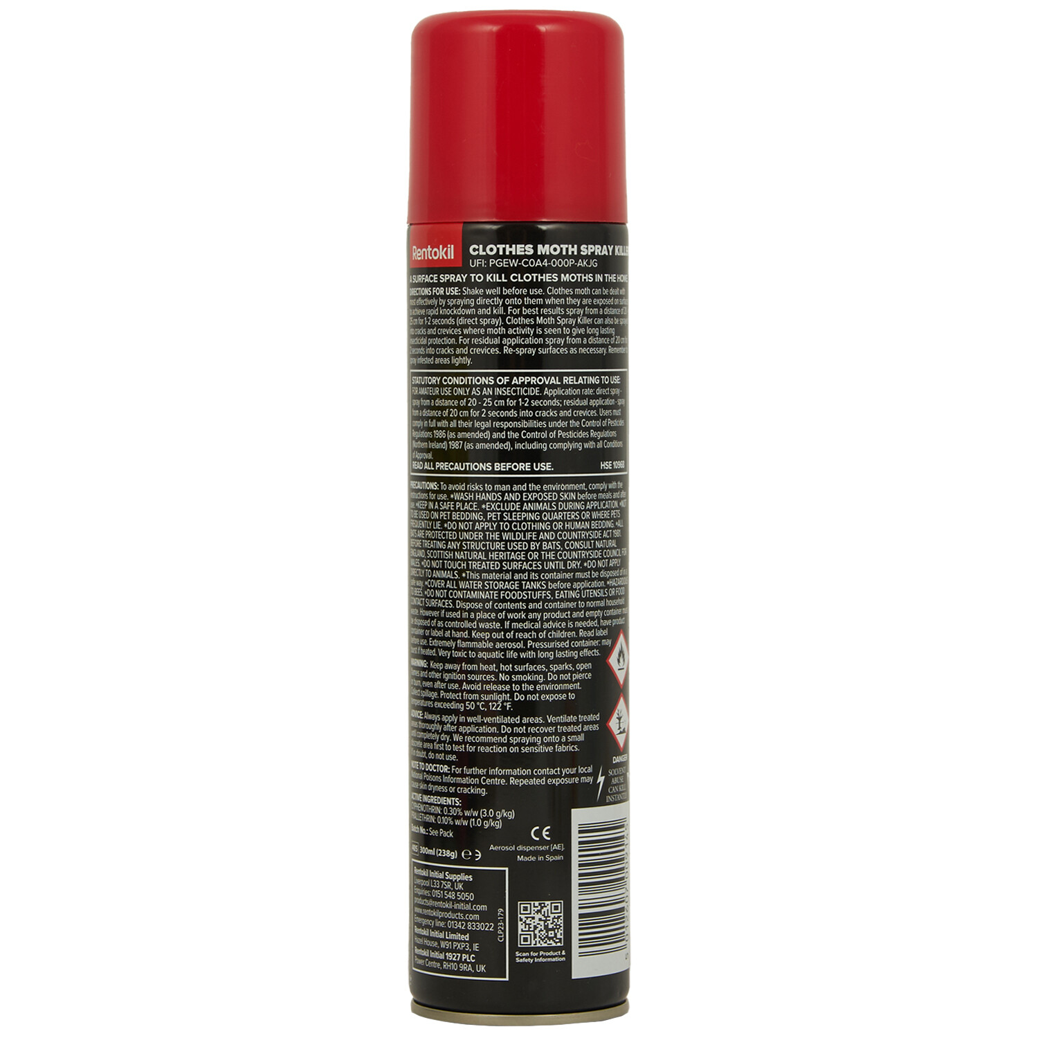Clothes Moth Spray Killer 300ml - Red and Black Image 2