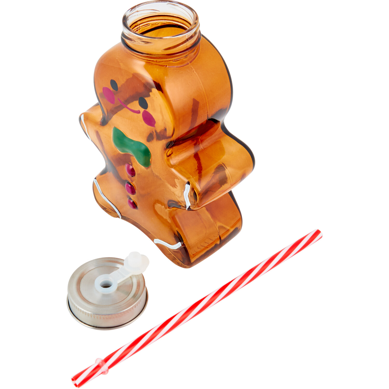 Glass Gingerbread Drinking Jar - Brown Image 4