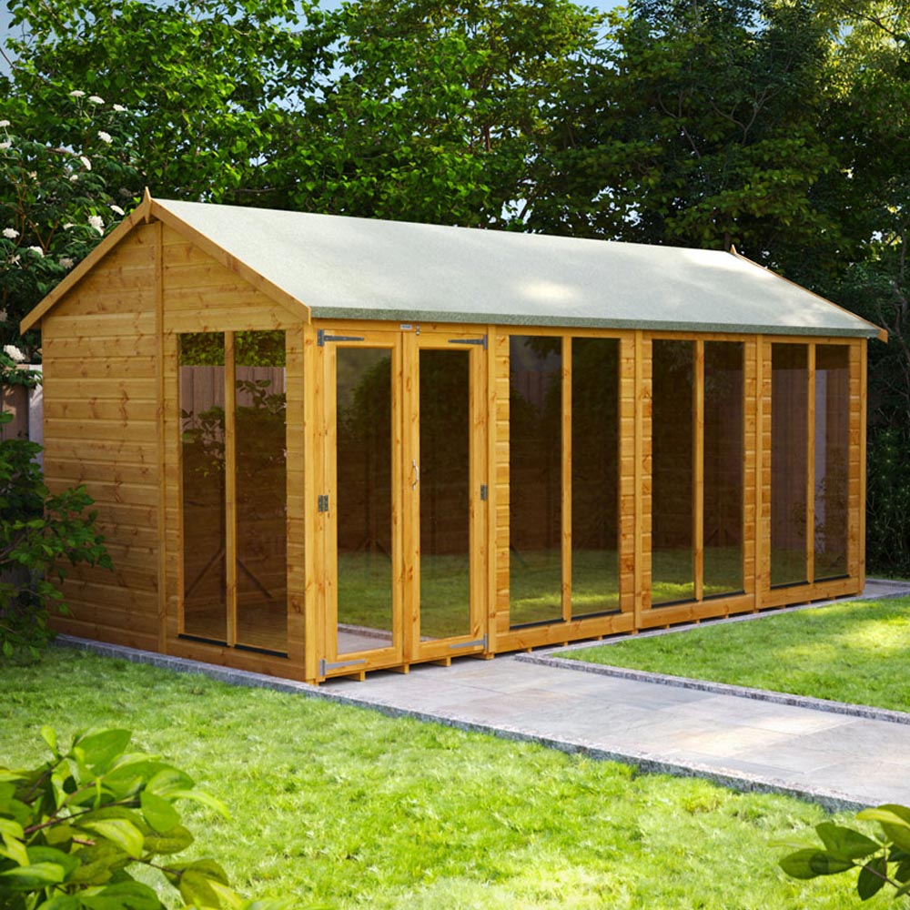 Power Sheds 16 x 8ft Double Door Apex Traditional Summerhouse Image 2