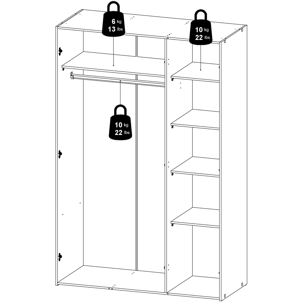 Furniture To Go Space White 1750 3 Door Wardrobe Image 6