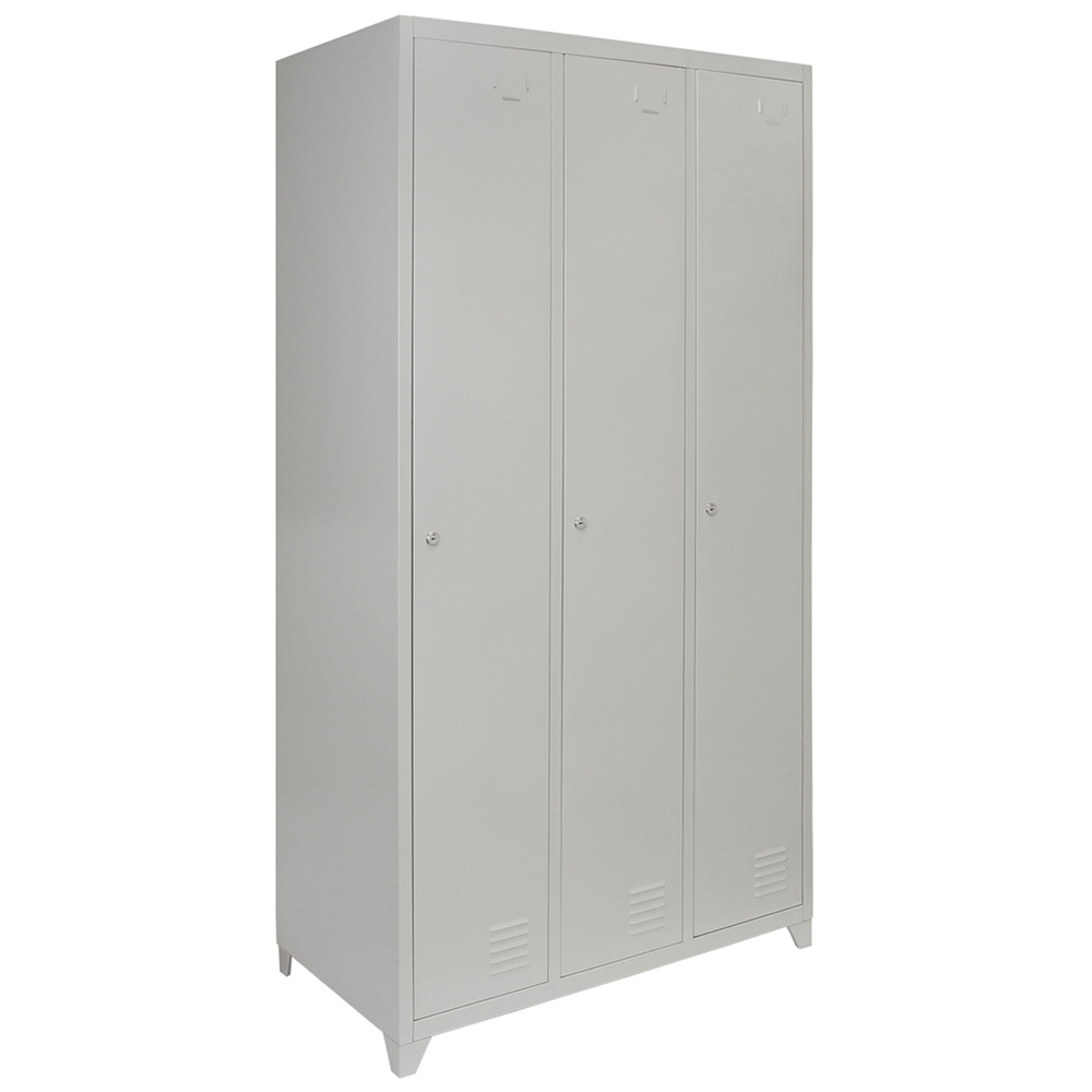 MonsterShop 3 Door Grey Metal Storage Locker Image 2