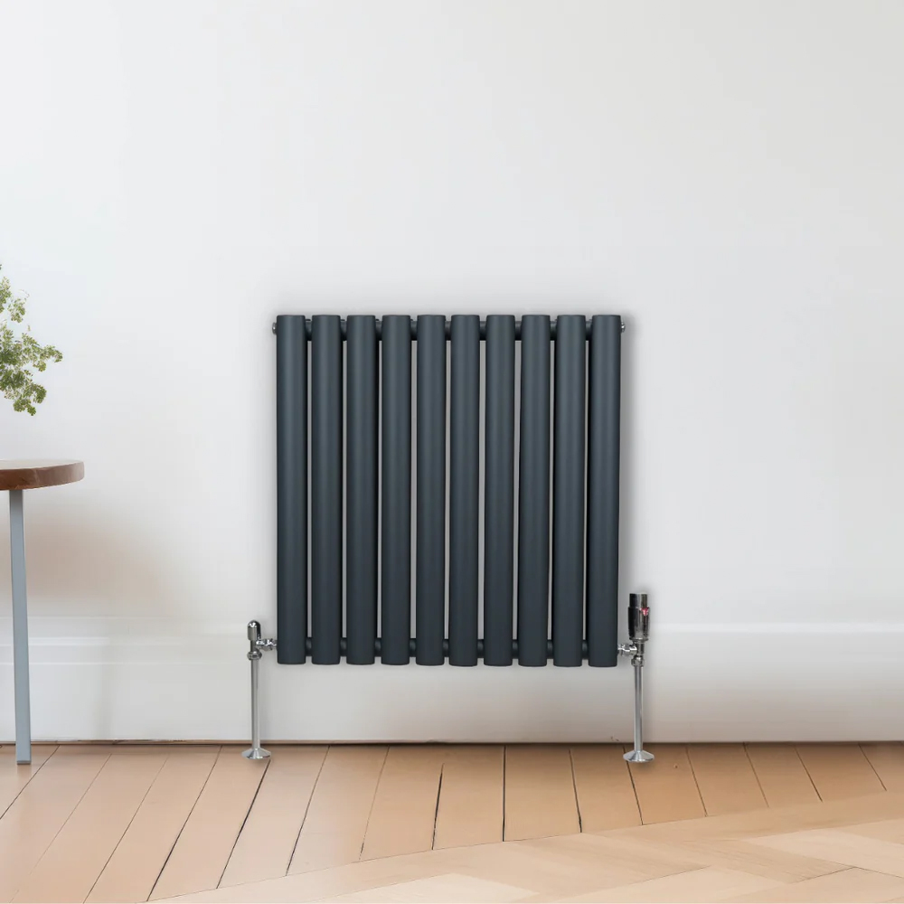 Monster Shop 2684BTU Anthracite Grey Oval Column Radiator 600 x 600mm Image 2