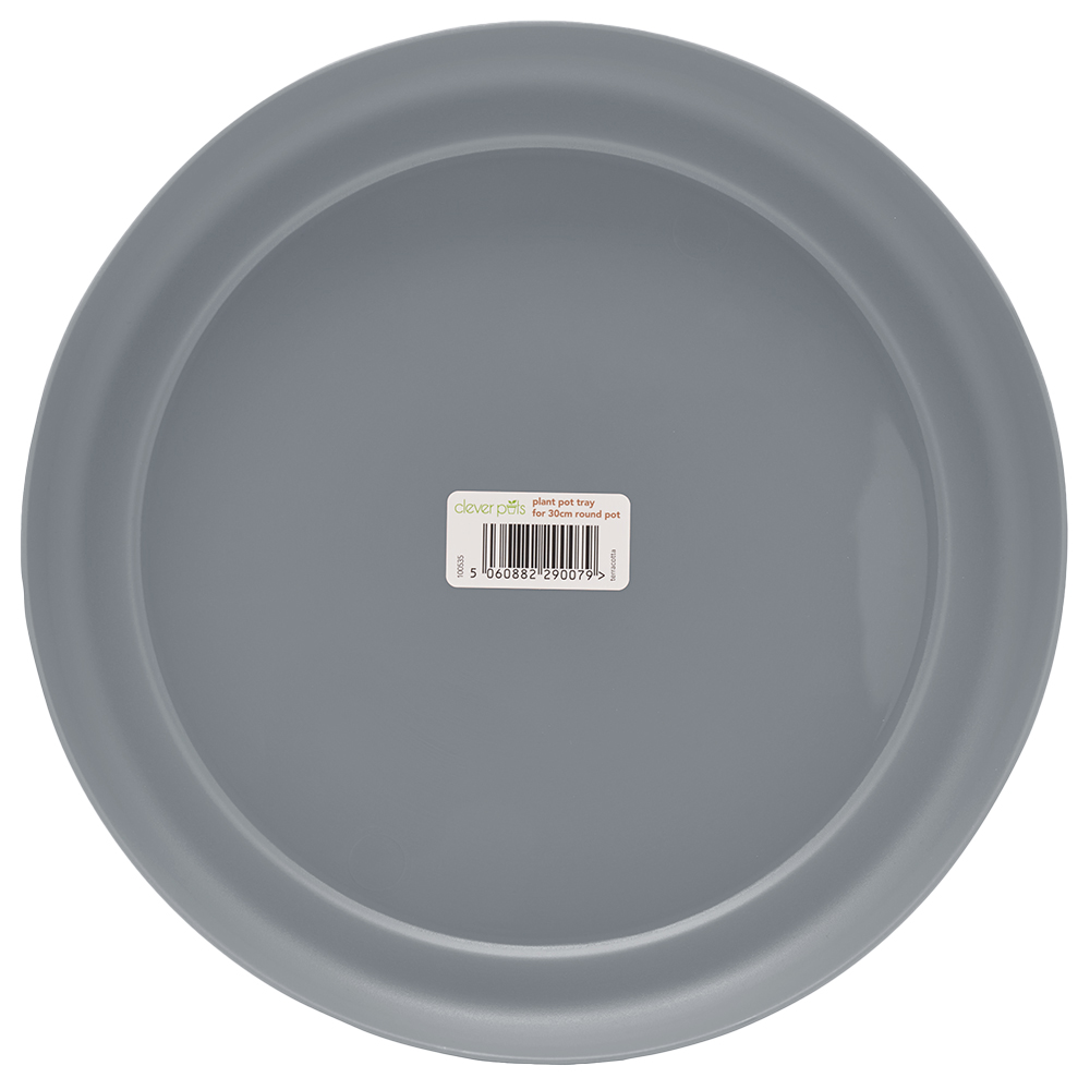 Clever Pots Grey Plastic 30cm Round Plant Pot Tray Image 2