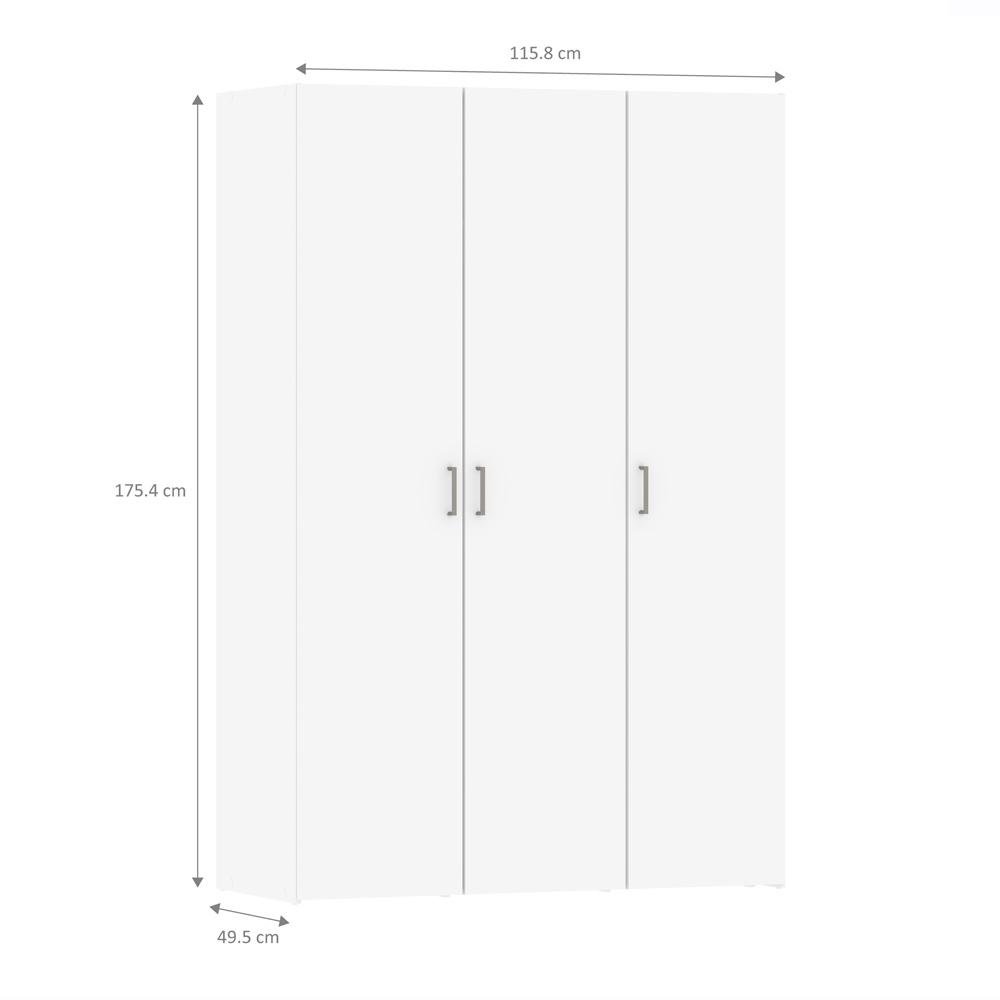 Furniture To Go Space White 1750 3 Door Wardrobe Image 5