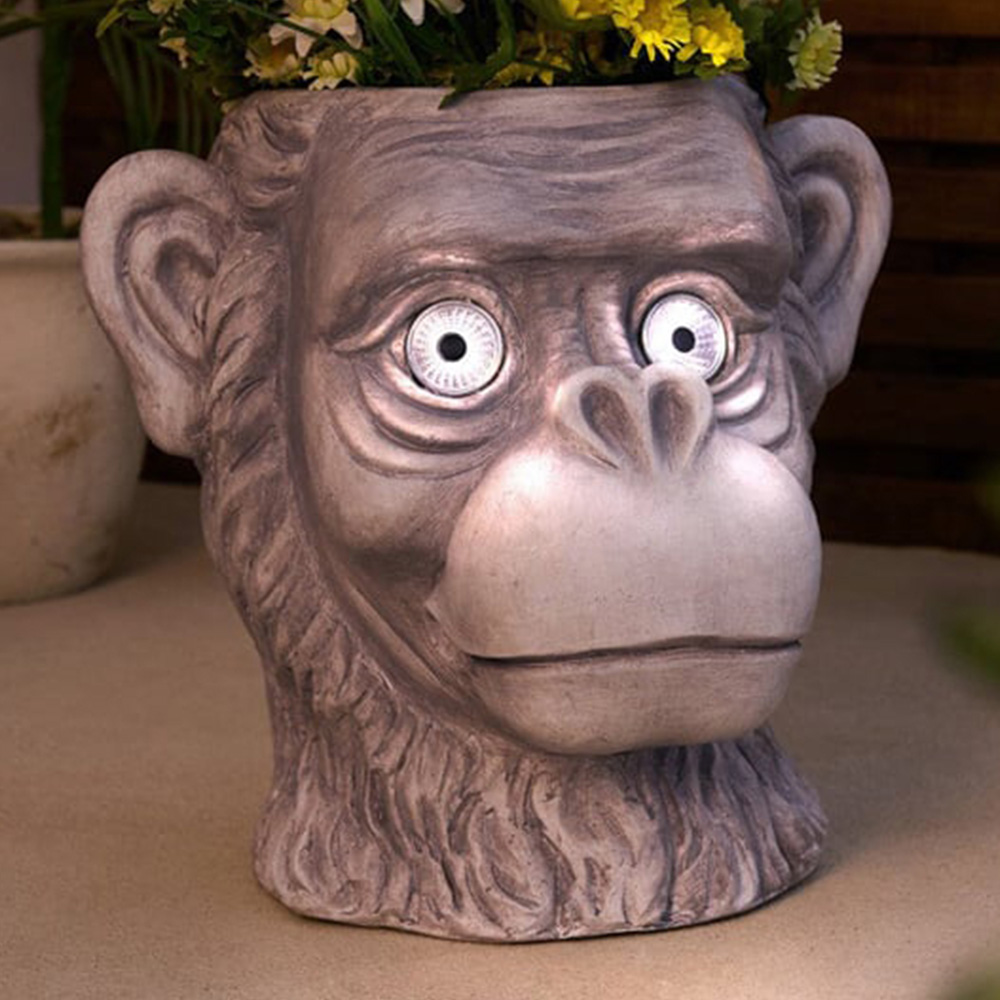 Solar Monkey Planter Grey Image 2