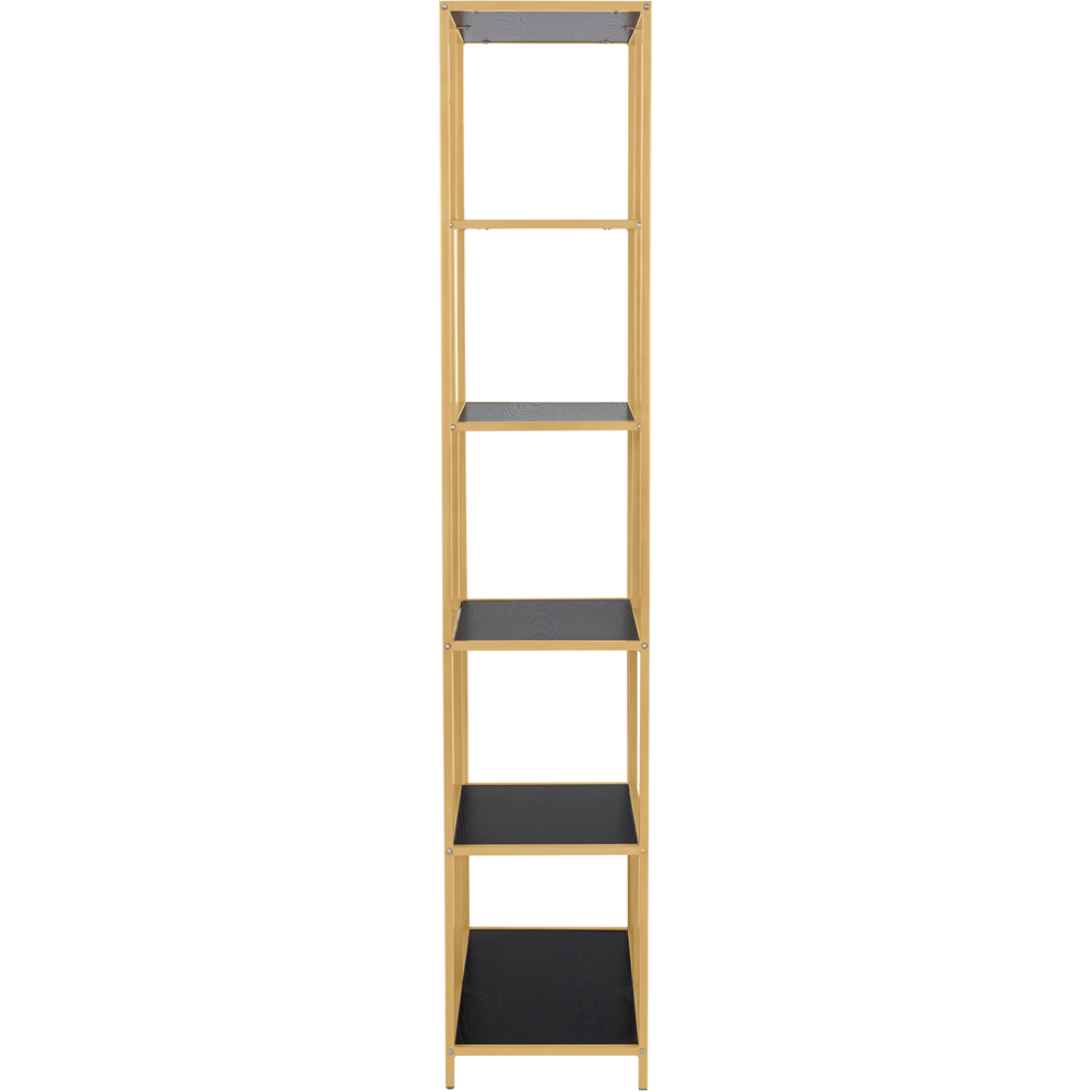 Florence Seaford 5 Shelf Black and Gold Metal Bookcase Image 4