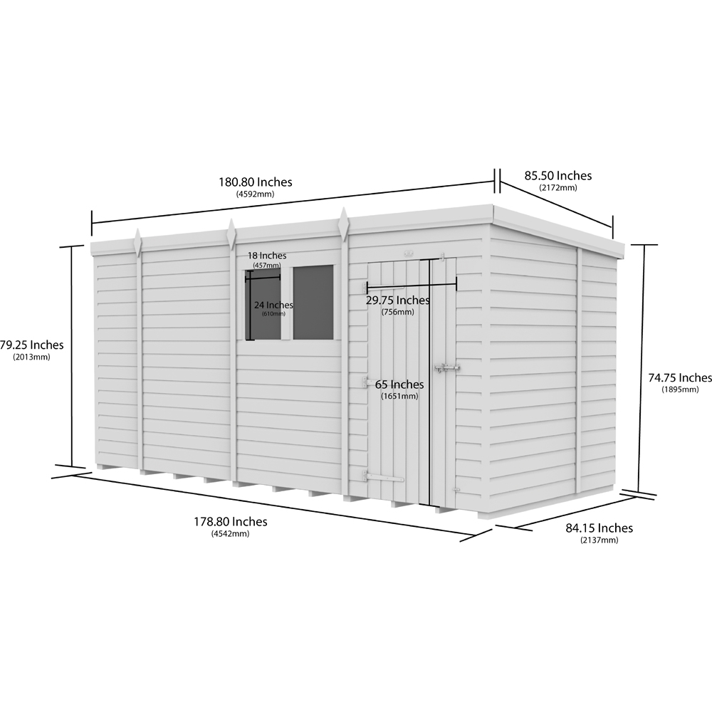 DIY Sheds 15 x 7ft Tongue and Groove Timber Pent Security Garden Shed Image 9