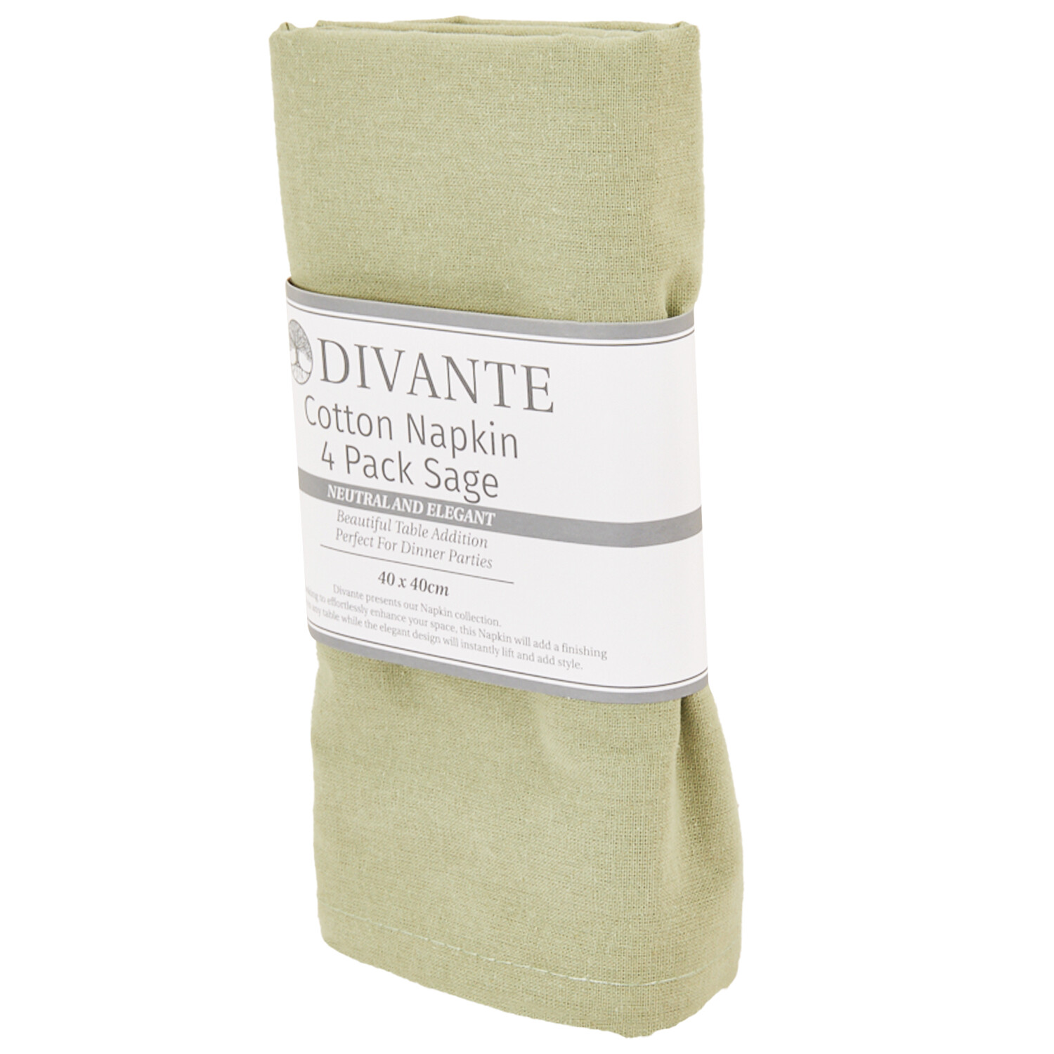 Pack of 4 Cotton Napkins - Sage Image 2