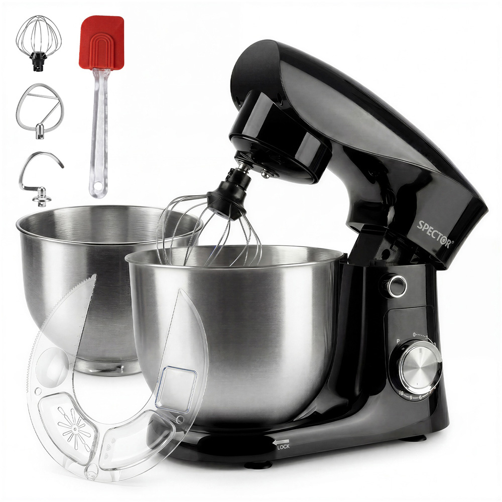 Spector MIX1003-BK-5L-UK 5L and 4.5L Mixing Bowl Electric Stand Mixer 1500W Image 3