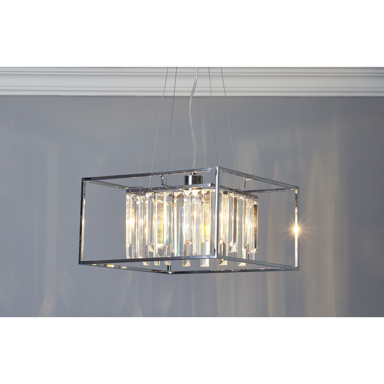 Esme Chrome Cube Crystal Ceiling Light Image 3