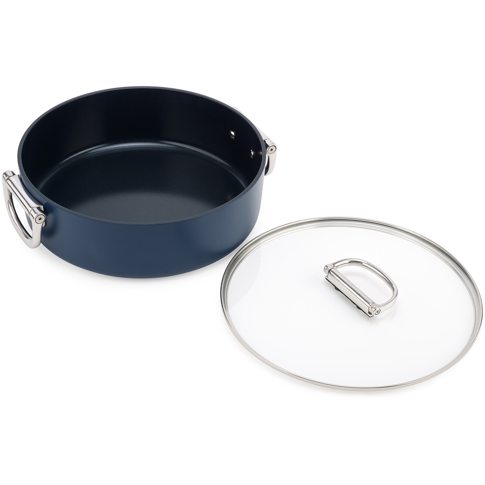 Joseph Joseph Space Blue Ceramic Folding Handle Non-Stick Shallw Casserole with Lid 28cm Image 2