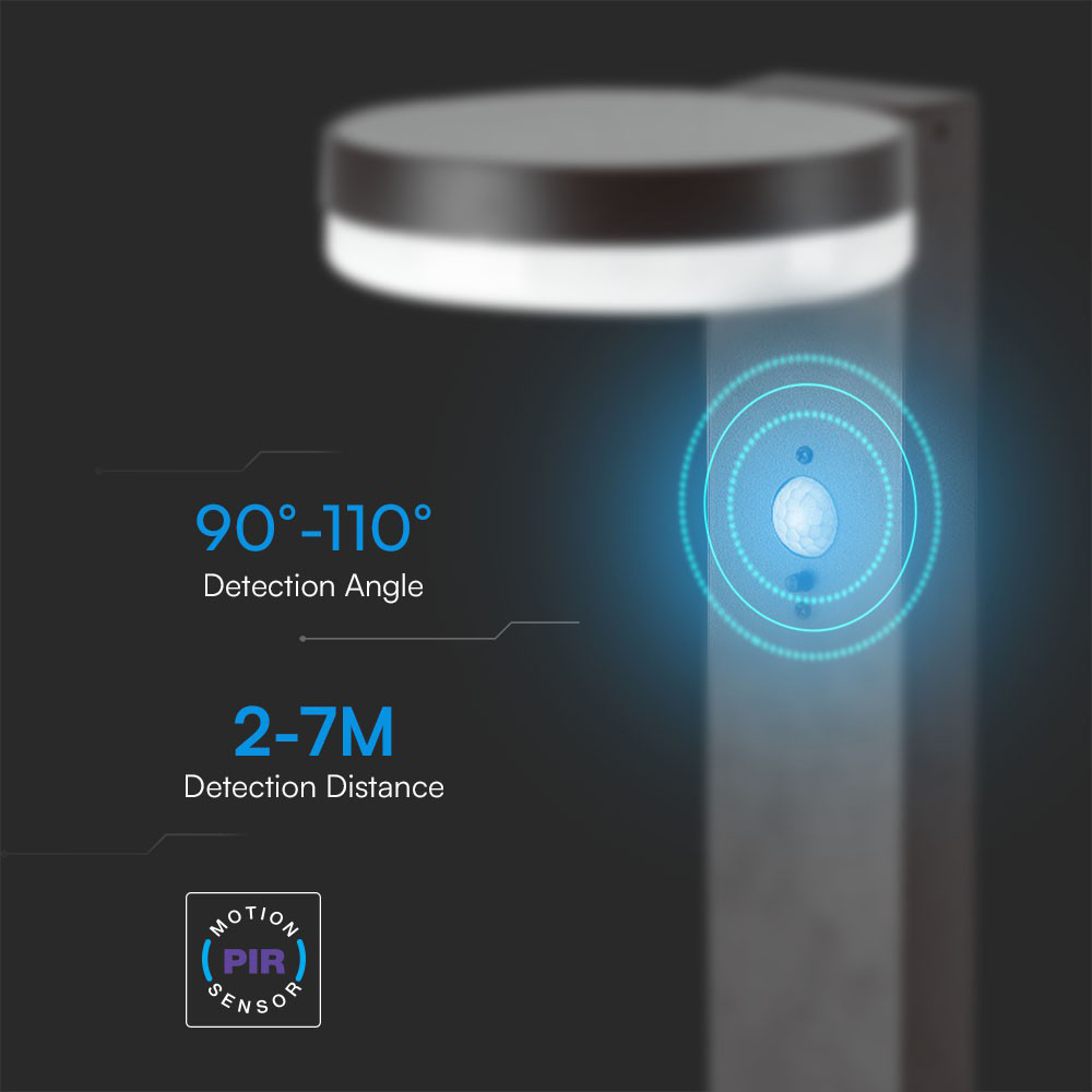 V-TAC 5.5W LED Solar Bollard Lamp with PIR Sensor Image 4