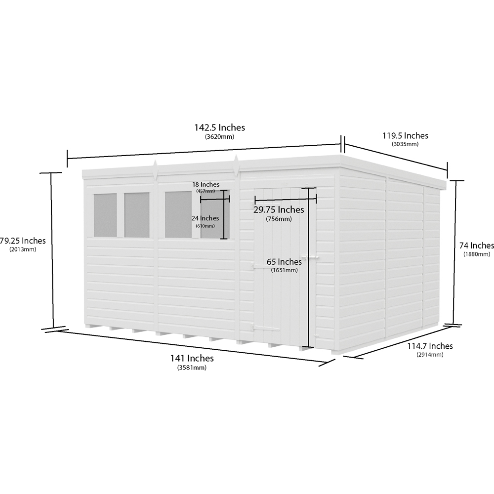 DIY Sheds Pent Garden Shed 12 x 10ft Image 4
