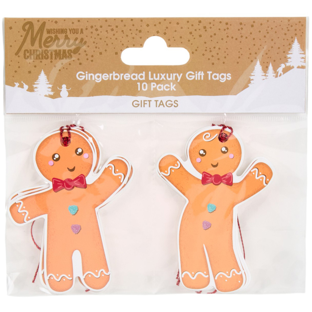 Pack of 10 Gingerbread Gift Tags - Orange Image 1