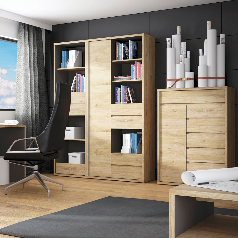 Furniture To Go Shetland Oak Single Door 4 Drawer 4 Shelf Bookcase Image 5