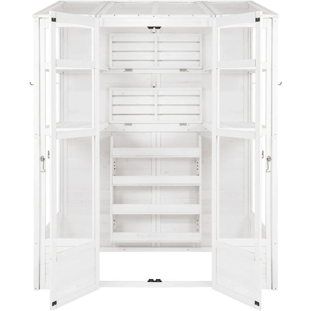 MonsterShop White Fir Wood Victorian Greenhouse with Planter Box 5 x 2ft Image 2